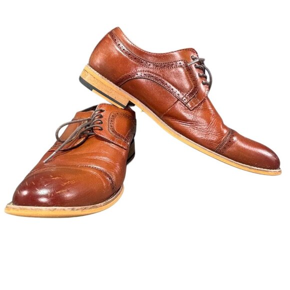 Stacy Adams Dickinson Cap Toe Oxford Brown Leather Mens Dress Shoes Size 9.5M - Picture 2 of 8